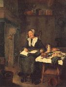 BREKELENKAM, Quiringh van A Woman Asleep by a Fire oil painting on canvas